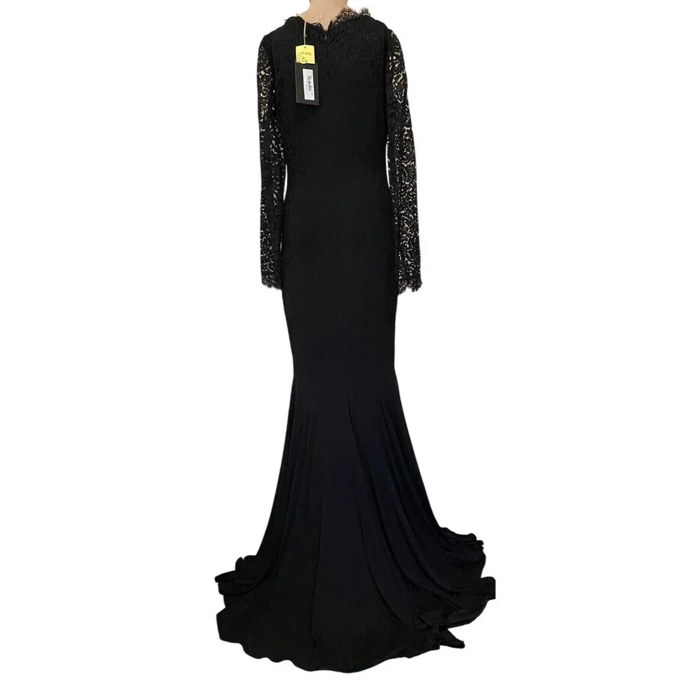 $3500 NWT Blumarine 46 10 Trumpet Dress Mermaid Gown Stretch Evening Black Knit